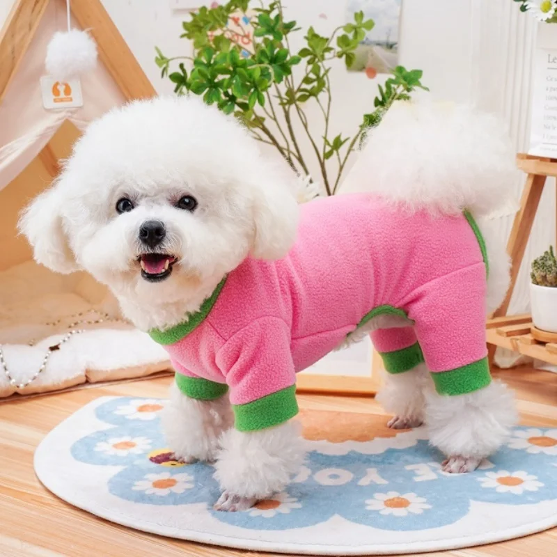 Monos de invierno para perros, ropa cálida de felpa para perros, monos sólidos a la moda para cachorros, ropa bonita para gatos de cuatro patas, monos para mascotas, disfraces para perros - imagen 4