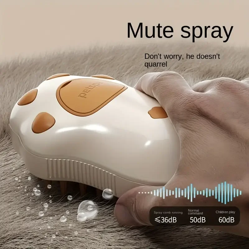 1 herramienta eléctrica de cepillo de vapor para gatos 3 en 1 con autolimpieza, cerdas de masaje de silicona, removedor de pelo, cuidado del abrigo para gatos y perros - imagen 3