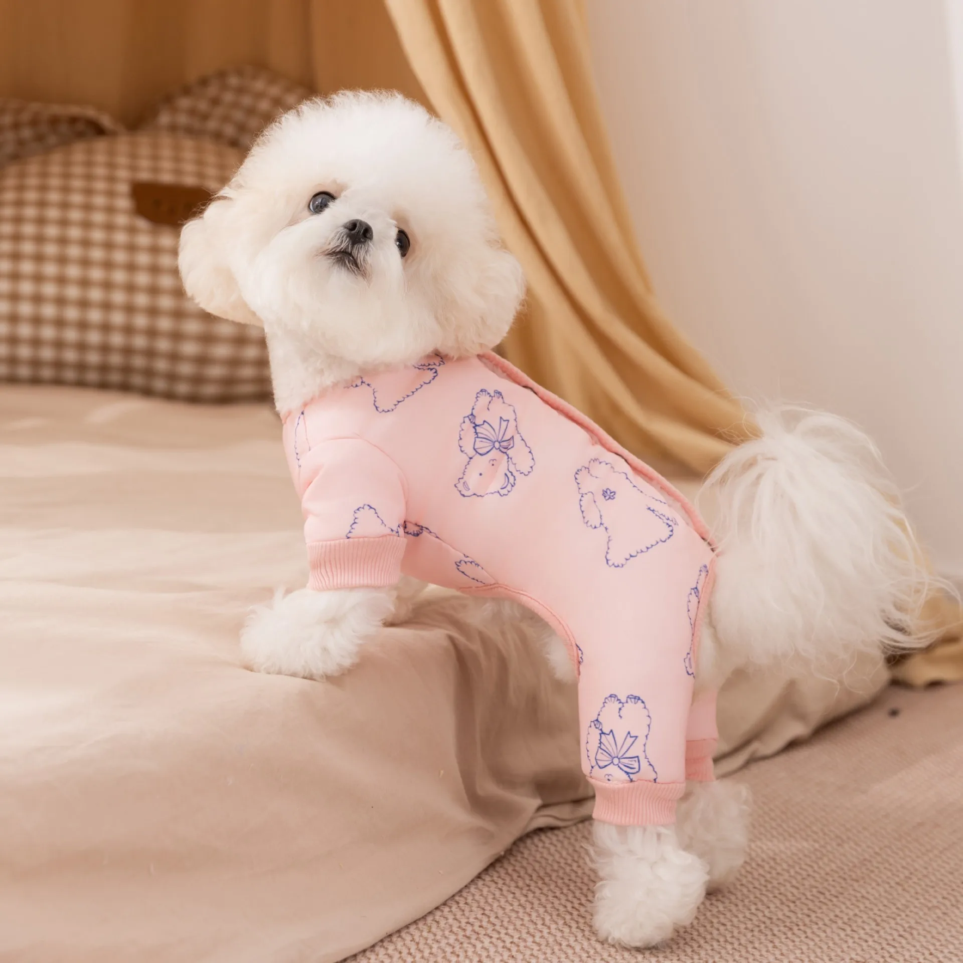 Body para mascotas de otoño e invierno, chaqueta gruesa y cálida de cuatro patas, ropa para cachorros de peluche para perros medianos y pequeños - imagen 2