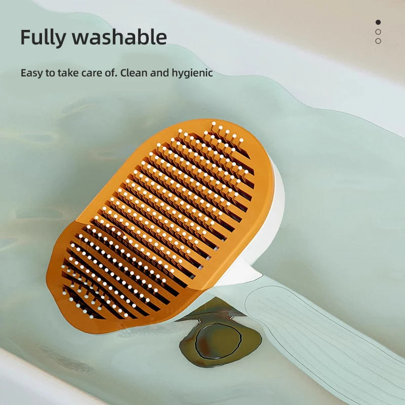 HOOPET-peine de masaje de limpieza para gatos y perros, herramienta de aseo, limpieza de cabello con un solo toque, cepillo para mascotas para gatos y perros - imagen 4
