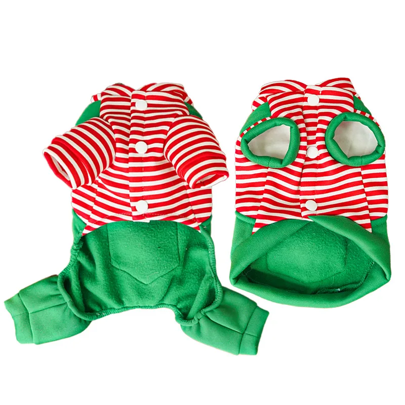 Lindo disfraz de Navidad para perro de Reno, mono a rayas para perro, chaqueta de invierno para cachorro y gato, abrigo, ropa para perros pequeños y medianos - imagen 5
