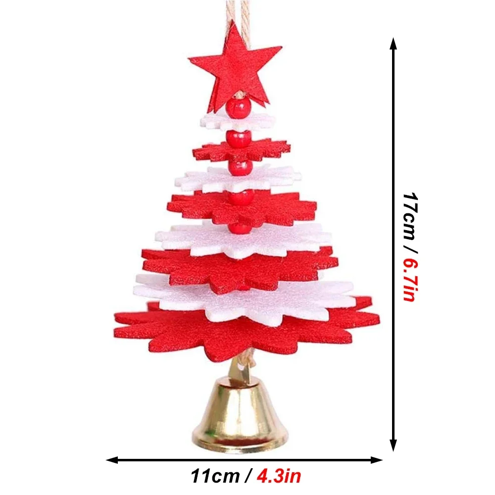 1 unidad de juguete colgante de pájaro en forma de árbol de Navidad de fieltro bonito con campana para animales pequeños, pájaros, loros, jaula navideña, juguetes para masticar colgantes - imagen 3