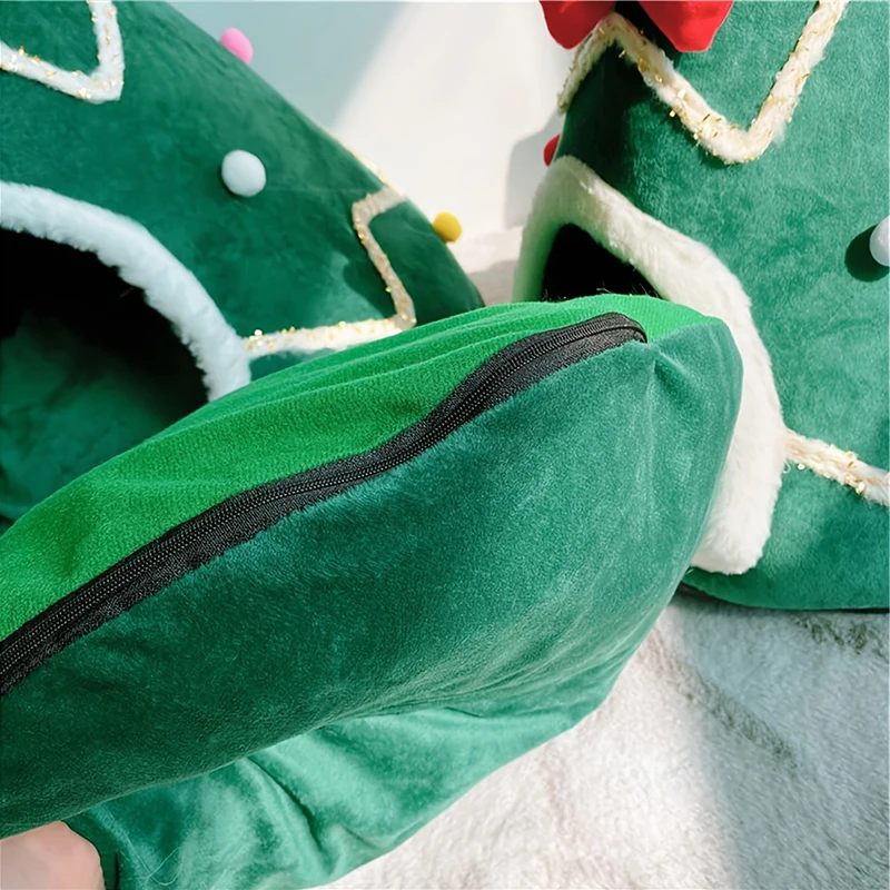 Casas para gatos, camas navideñas, suministros para mascotas, cama cálida para cachorros, accesorios para cosas, cojines, accesorios, casa, Habitats para perros, Invierno - imagen 4