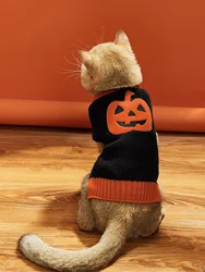Suéter Halloween calabaza para perros y gatos - ropa de punto cómoda