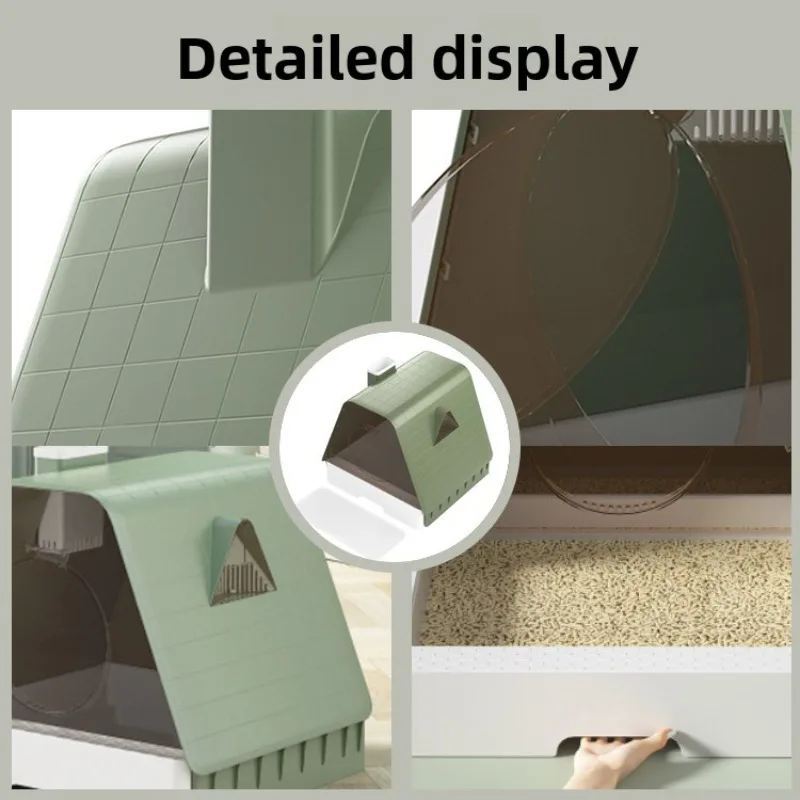 Caja de arena para gatos extragrande completamente cerrada, tipo cajonera, antiolor, silenciosa, extraíble, lavable, cacerolas para gatos, accesorios de limpieza para mascotas - imagen 2