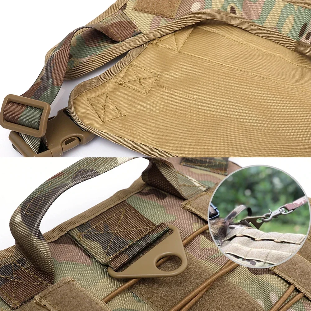 Conjunto de correa y arnés de chaleco táctico militar para perros con correas Molle ajustables, Ideal para entrenamiento de perros grandes, senderismo y exteriores - imagen 4