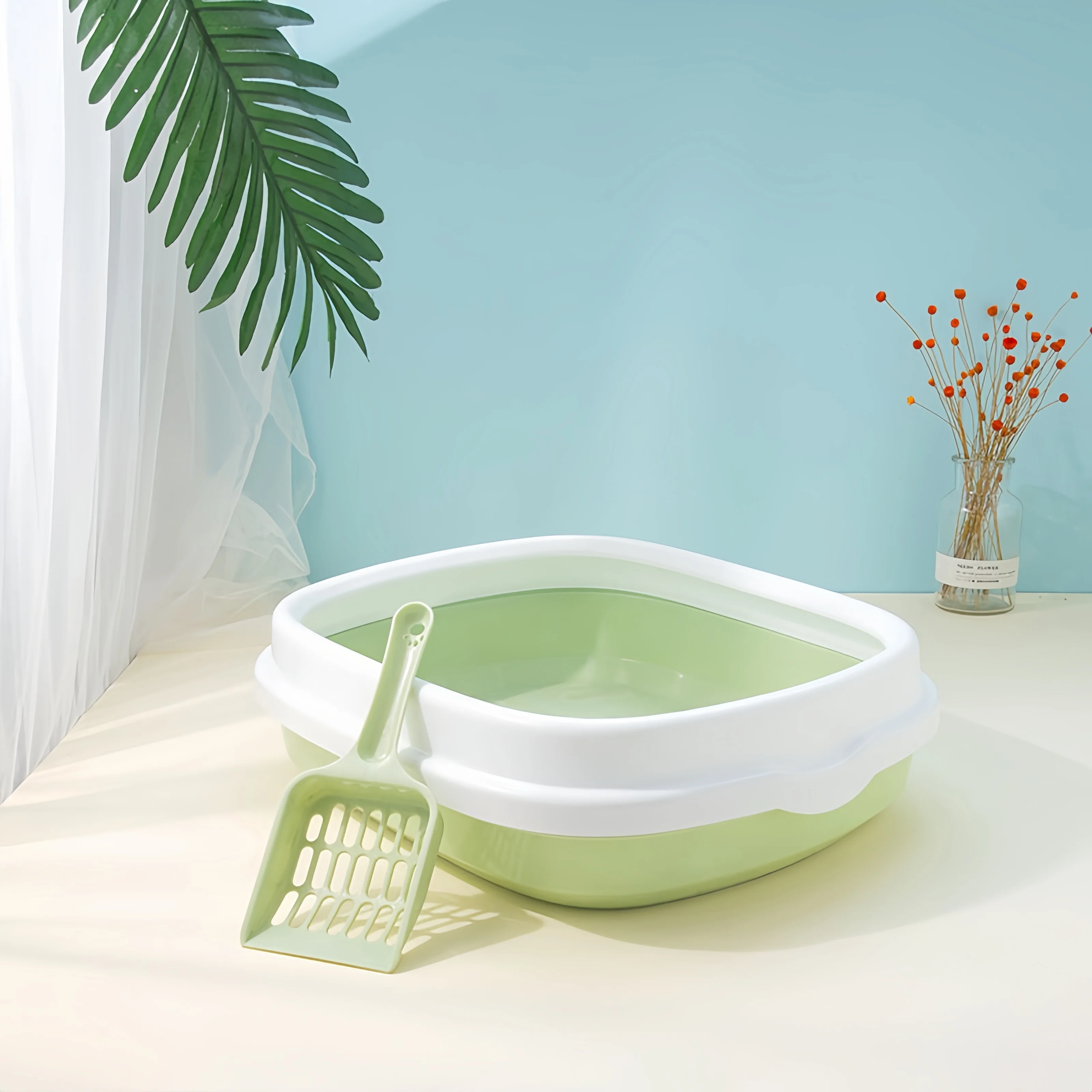 Caja de arena portátil para gatos, orinal extraíble semicerrado para gatito, inodoro para conejo y gatito, animales pequeños - imagen 5