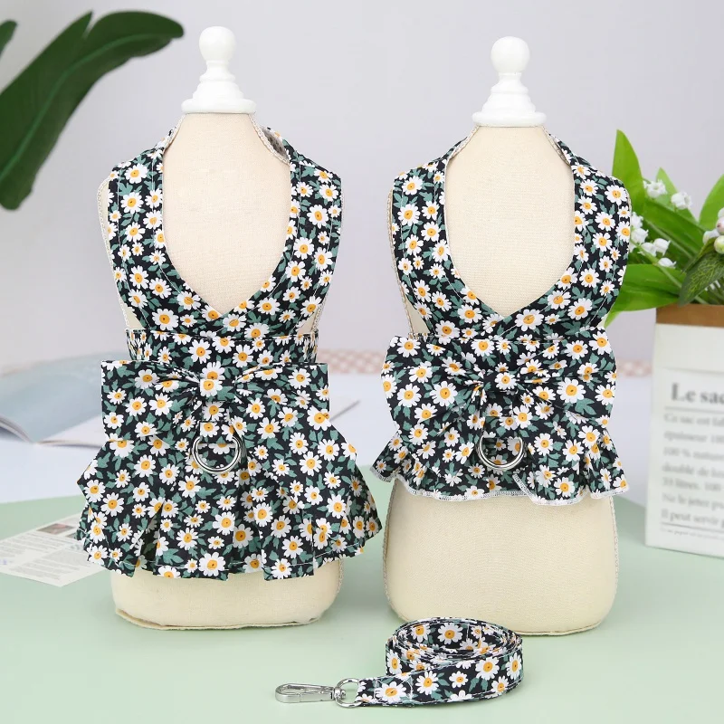 Vestido de verano para perro pequeño con arnés y correa - imagen 5