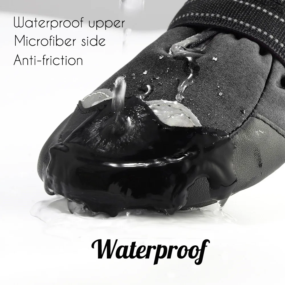 Botas de nieve impermeables para perros pequeños, botines de invierno para cachorros con rayas reflectantes, antideslizantes, con suela de goma, para senderismo - imagen 4