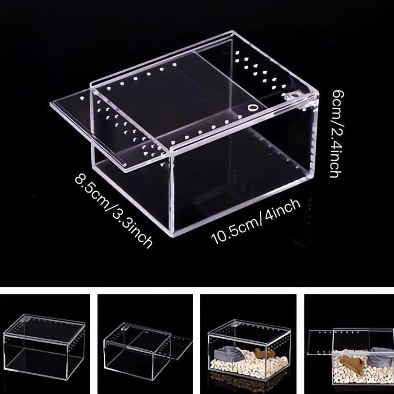 Reptile Terrarium Reptile Breeding Box Clear Portable Lightweight Breathable Turtle Tank Container for Crayfish Snake