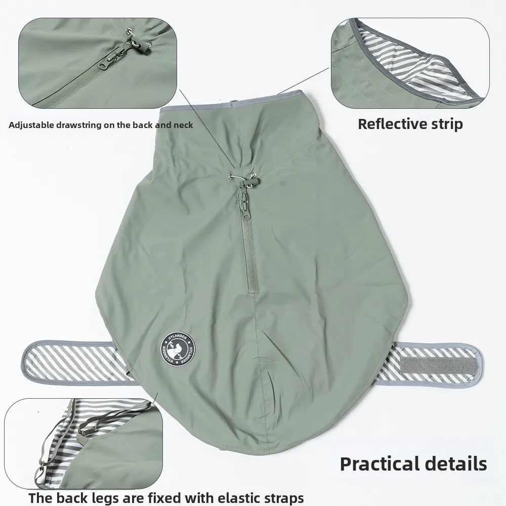 Chaqueta impermeable para exteriores para mascotas, chaqueta de plumón transpirable para perros, Sudadera con capucha, impermeable, reflectante para perros grandes, accesorios para productos para mascotas - imagen 5