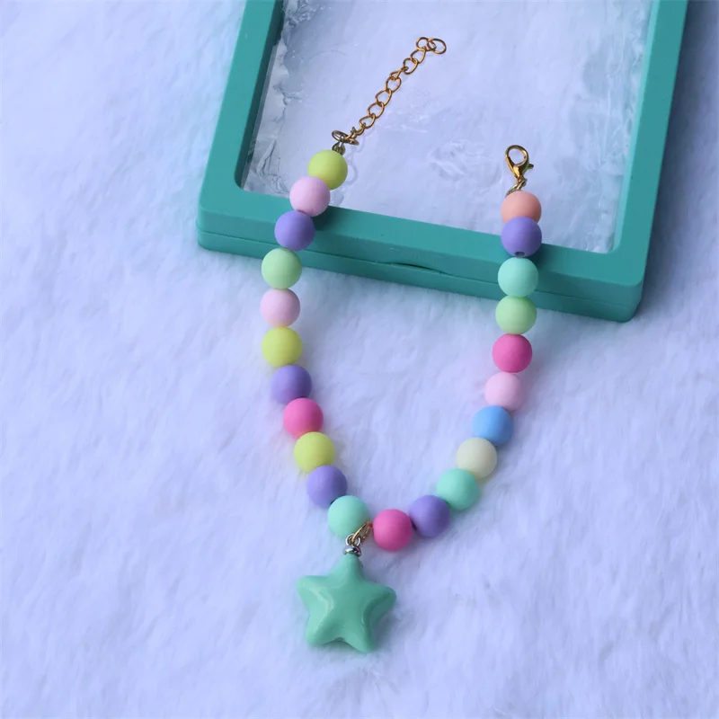 Collar de perro elástico hecho a mano, ajustable, con colgante de pentagrama de flor, cadena de cola de langosta de aleación, Collar para mascotas para gatos - imagen 4