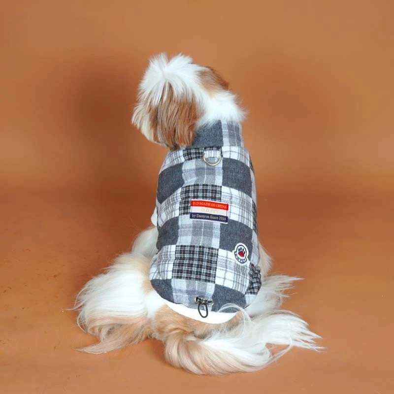 Abrigo a cuadros de otoño/invierno para mascotas, camiseta sin mangas con cuello alto, chaleco Schnauzer, ropa para cachorros, ropa para perros pequeños - imagen 4