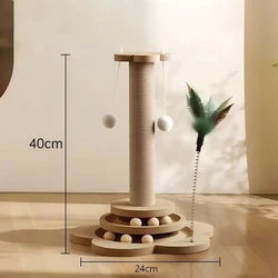 Torre rascadora para gatos de sisal y madera maciza con juguetes