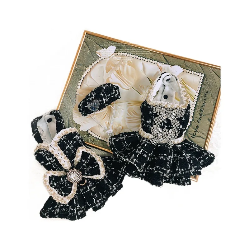 Vestido de lana para perros y gatos pequeños, traje grueso y cálido con lazo para mascotas, para cachorros de Yorkshire Terrier, mascotas pequeñas, otoño e invierno - imagen 5