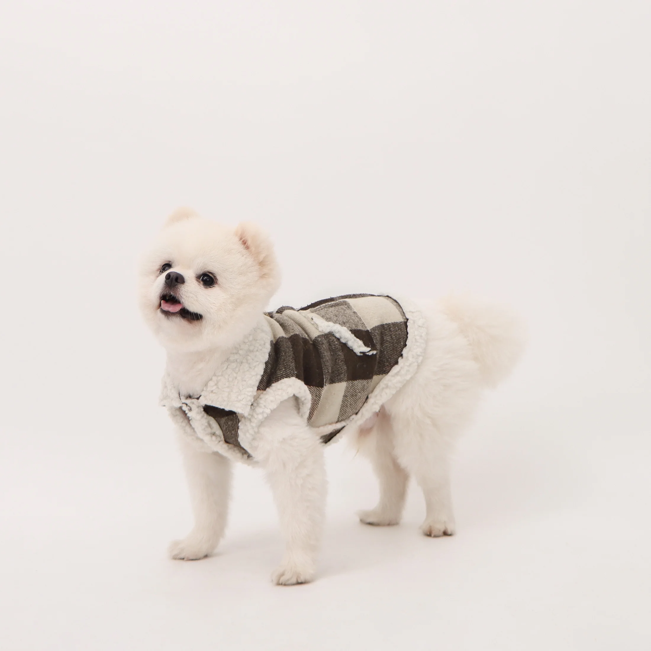 Chaleco abrigo para perros y gatos pequeños – Estampado a cuadros con bolsillo