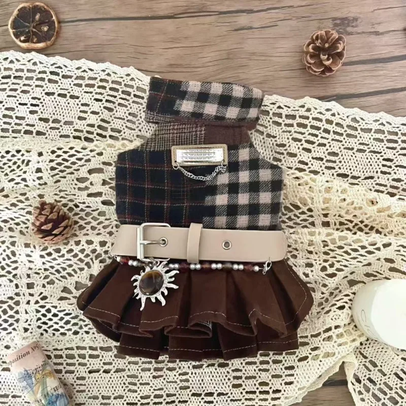 Vestido de tirantes a cuadros invierno para perros pequeños y medianos - imagen 3