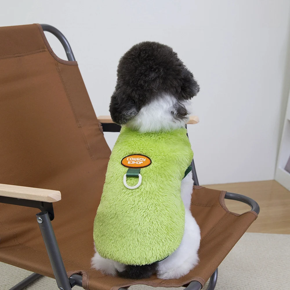 Ropa para perros, sudaderas con capucha de felpa de invierno, disfraz de manga corta para perros pequeños con cuello redondo, jersey, sudadera para cachorros - imagen 4