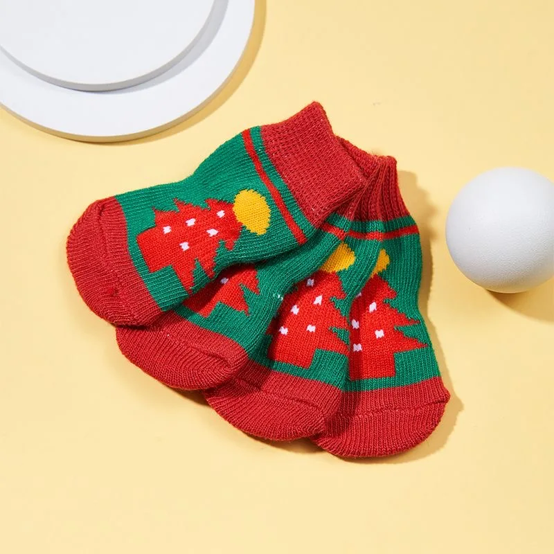 Calcetines antideslizantes y silenciosos para perros, medias navideñas, calentadores de piernas para cachorros, perros pequeños, Teddy Bichon, producto cálido para mascotas - imagen 2