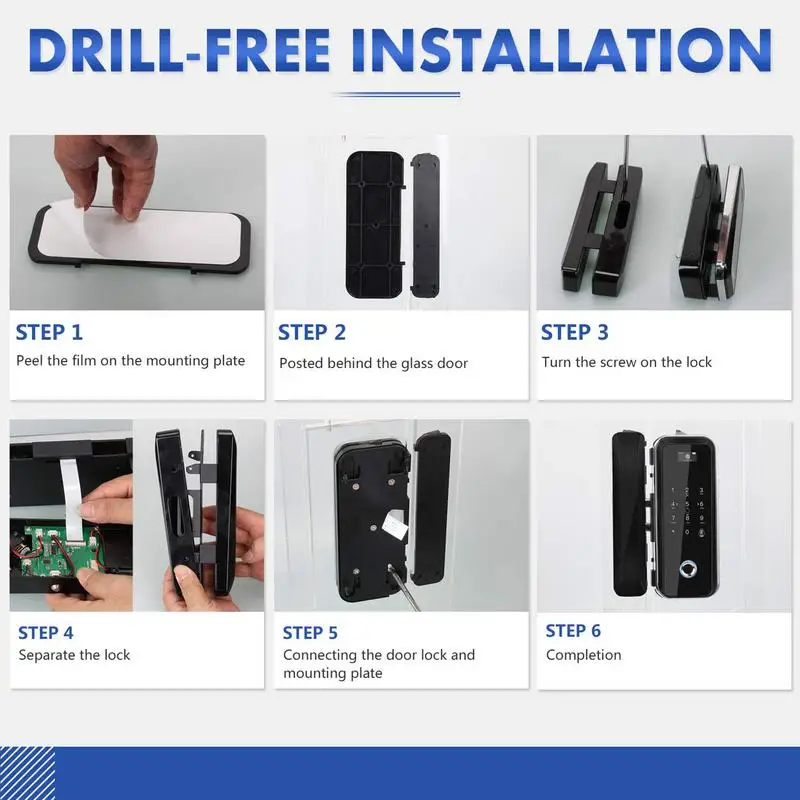 Cerradura de puerta con huella dactilar, cierre de entrada sin llave, código de bloqueo de puerta con teclado táctil, contraseña antiadherente, bloqueo automático - imagen 5