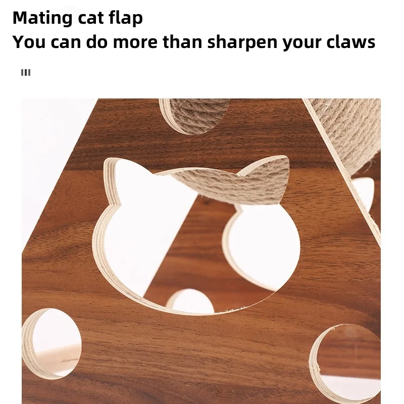 Juguete rascador de Sisal para gato, Bola de rascado de madera maciza, tablero de Sisal duradero Natural, rascador para gato, escalada de cuerda de Sisal - imagen 4