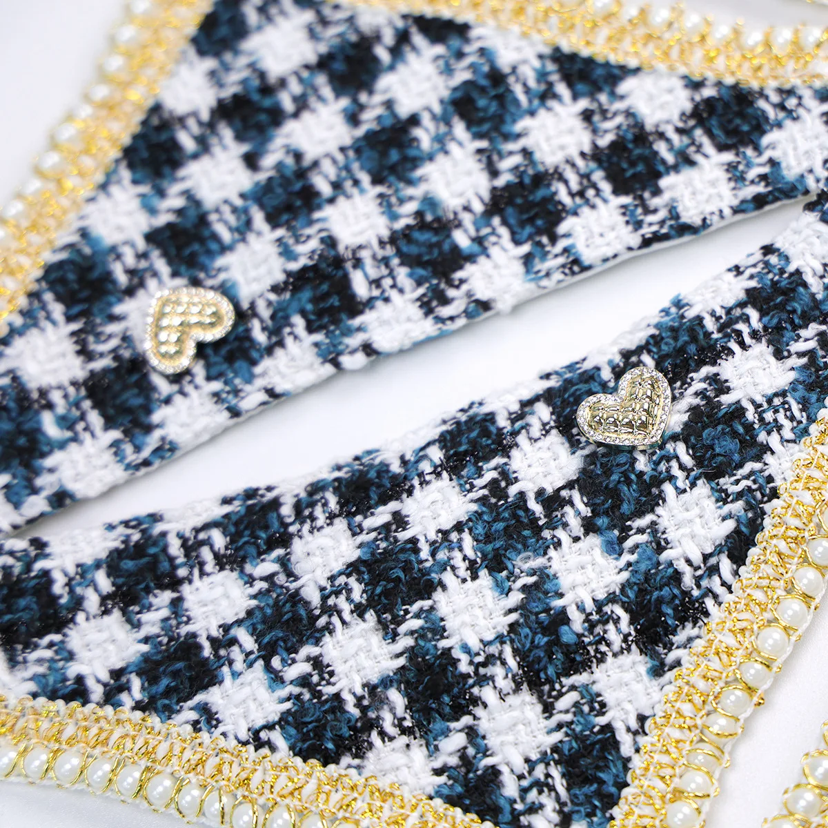 Bandana de lujo para perros y gatos, vendaje triangular de Tweed ajustable, accesorios para perros pequeños, bufanda Triangular para cachorros y gatitos - imagen 2