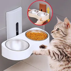Cuenco doble con protector - Comida y agua ajustables para perros y gatos