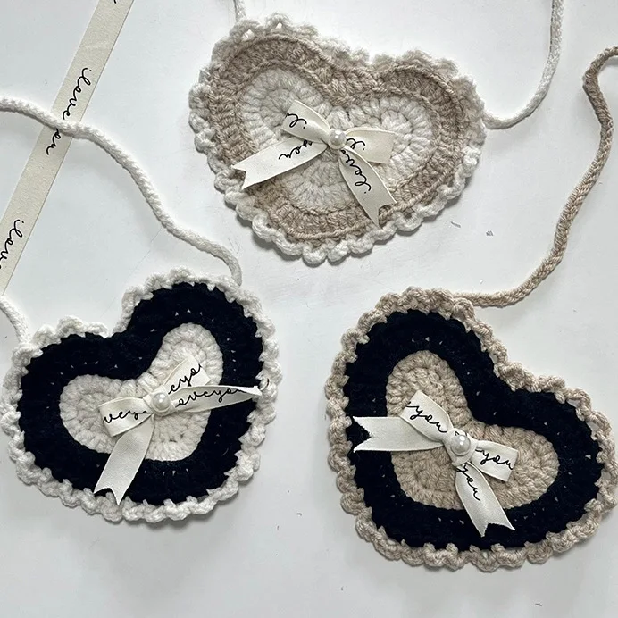 Collar de punto para mascotas, Collar de punto en forma de corazón, lazo INS para gato, decoración bonita, accesorios para perros pequeños, accesorios para cachorros