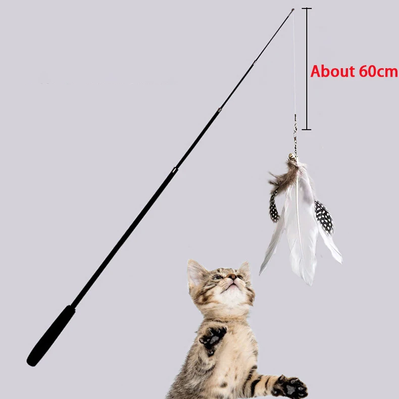 Palo telescópico para gatos de cuatro secciones, caña de pescar de fibra de carbono súper larga de 1,8 m, pluma resistente a los arañazos, juguete para gatos, suministros para mascotas - imagen 3