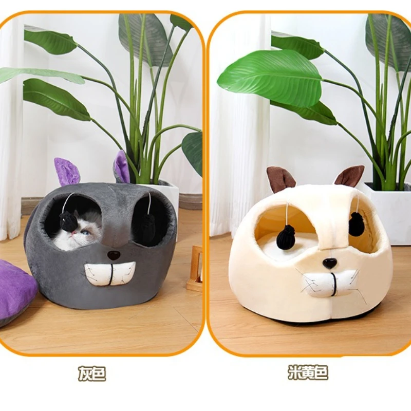 Cama nido semi-cerrada para gatos - cálida y segura para invierno - imagen 5