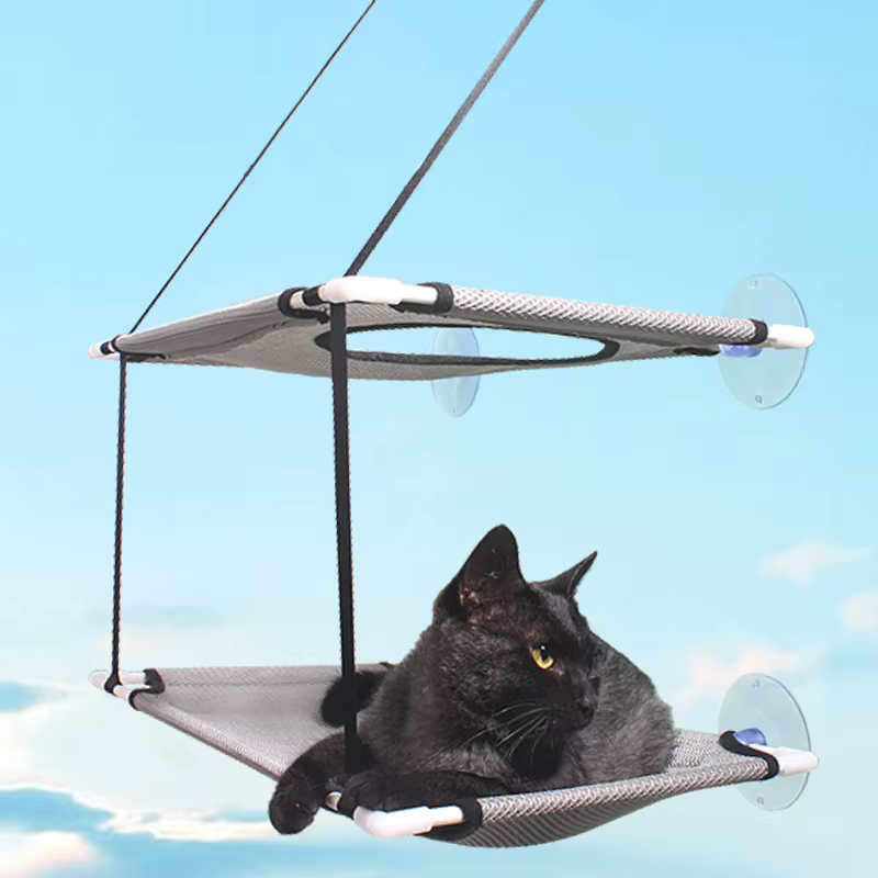 Hamaca de ventana transpirable y lavable para gato con ventosas