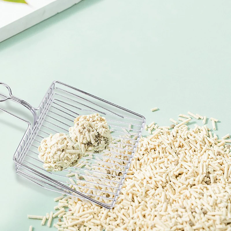 Pala de arena para gatos para mascotas, pala grande de Metal de acero inoxidable con agujeros finos, pala de arena para gatos, productos para mascotas, General para el hogar - imagen 5