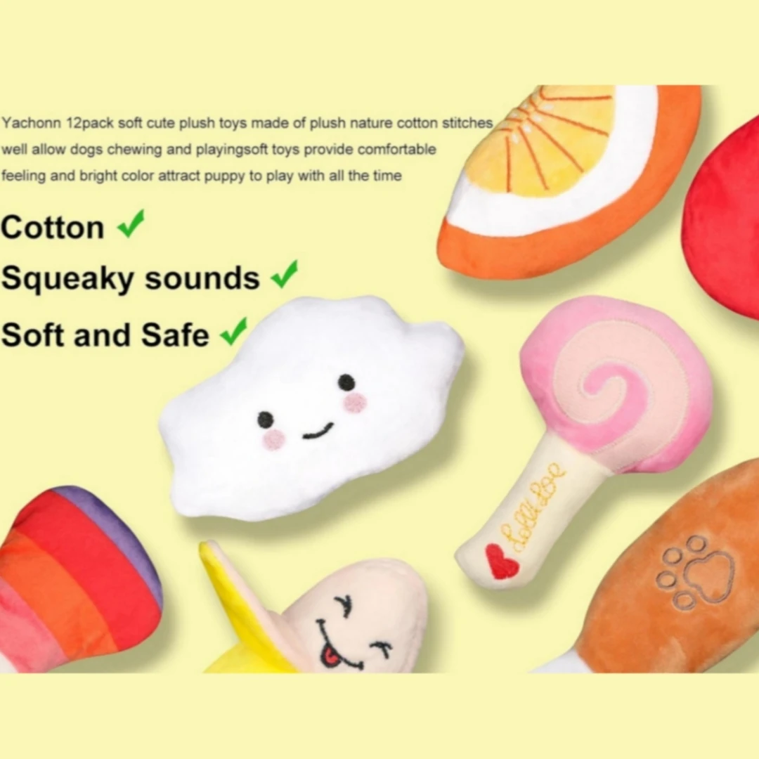 Juguetes de peluche chirriantes para perros, juguetes interactivos para masticar para cachorros duraderos, lindos y suaves, adecuados para pequeños y medianos, paquete de 12 - imagen 5