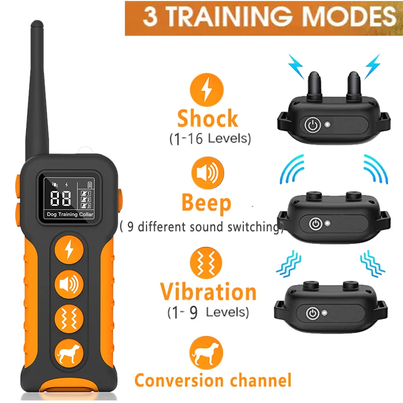 Collar de entrenamiento para perros con 9 sonidos diferentes, eléctrico, antiladridos, 1000 HZ, Universal, resistente al agua, recargable, 433 M - imagen 2