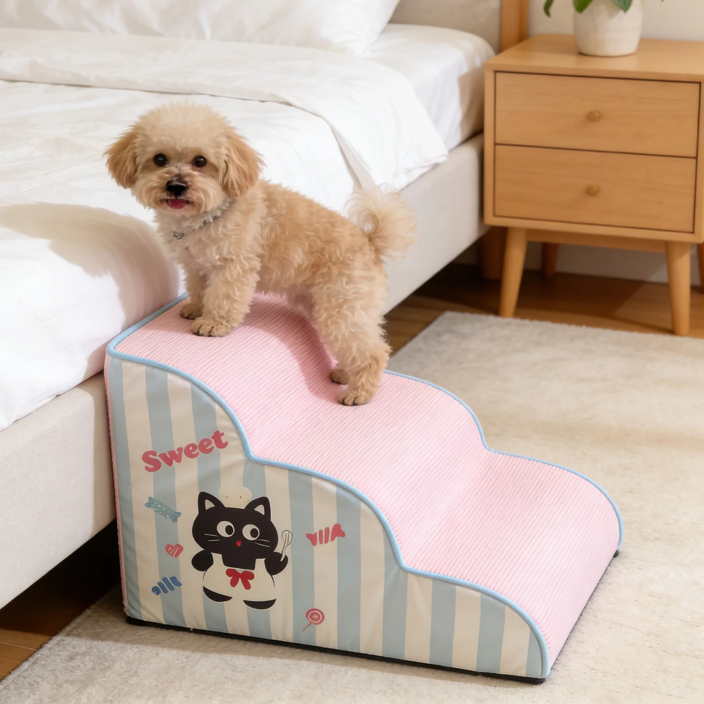 Escalera de cuadros para perros pequeños y gatos – Antideslizante lavable