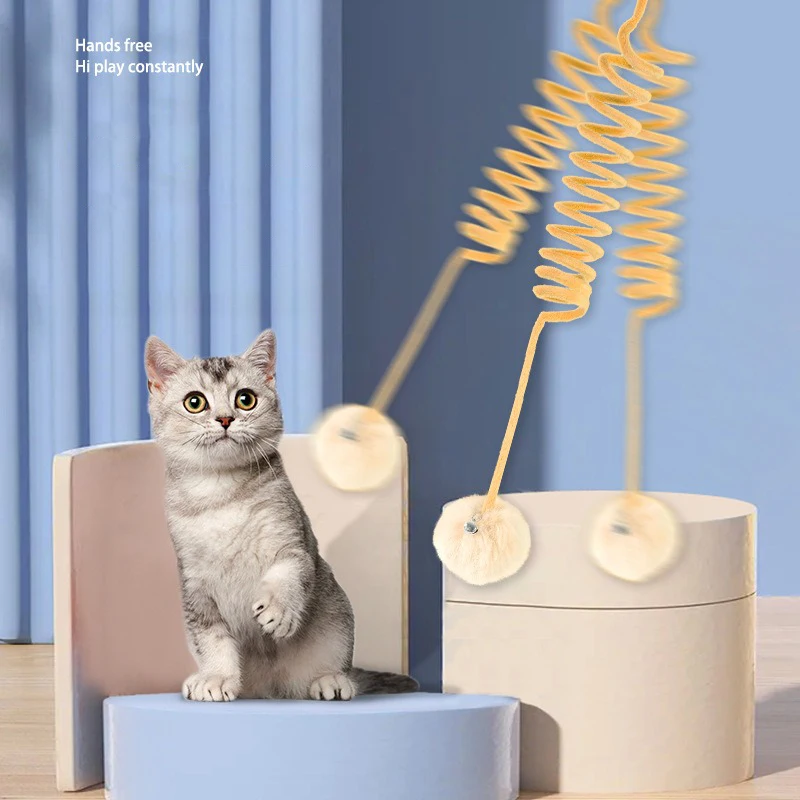 Juguete para gatos, pelota de cuerda de resorte, juguete de peluche divertido escalable, juguete interactivo relajante, pelota de entrenamiento elástica, suministros para gatos - imagen 2
