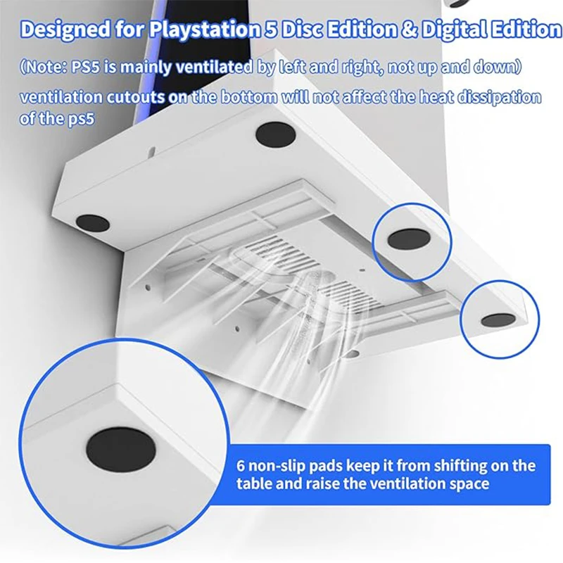 Soporte de pared para PS5 con luz RGB, soporte para PS5 con 3 puertos USB, Kit de montaje en pared para PS5 4 en 1 con 2 mandos - imagen 4