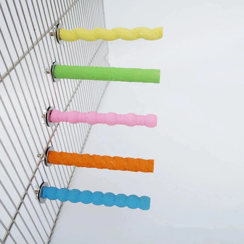 Barra de molienda de pico de garra de loro, palo de pie, soporte de percha para pájaros, juguete de madera, palo de molienda de pata de loro, accesorios para jaula de periquito, Juguetes - imagen 2