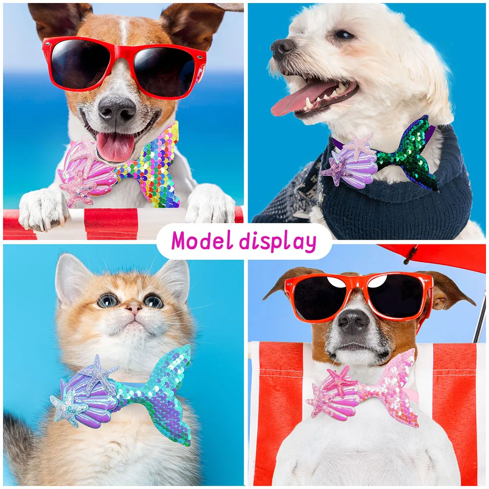 Pajarita navideña con lentejuelas para perros pequeños, Collar con lazos para perros, productos de aseo para perros, accesorios para mascotas, 50/100 piezas - imagen 2