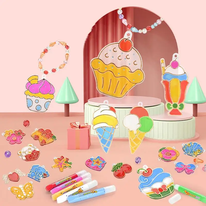 Juego de pintura de cristal para manualidades, pegamento de cristal para niños, sin hornear - imagen 5