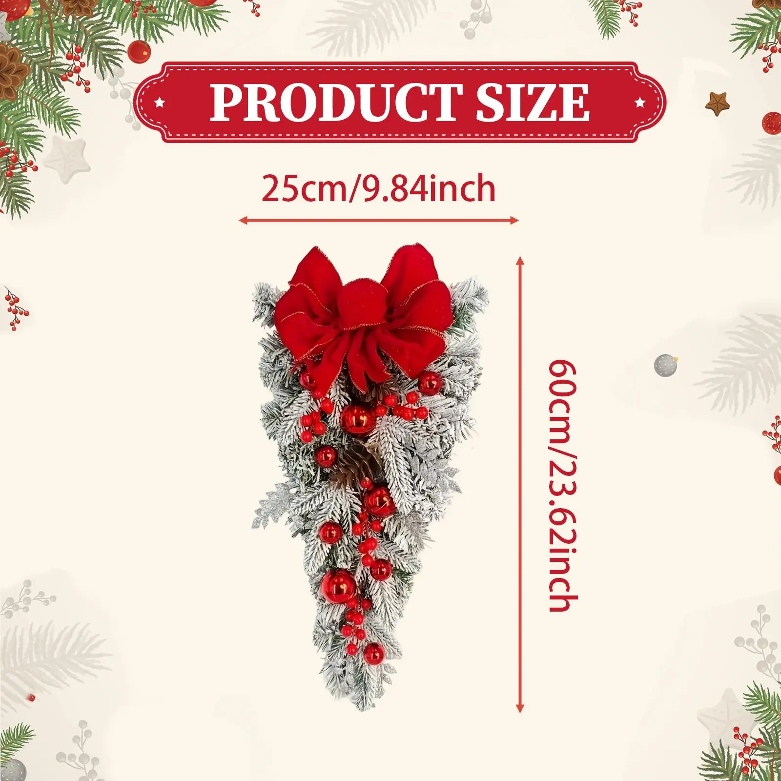 Artificial Christmas Wreath Garland Hanging Ornament Design with Pine Cones and