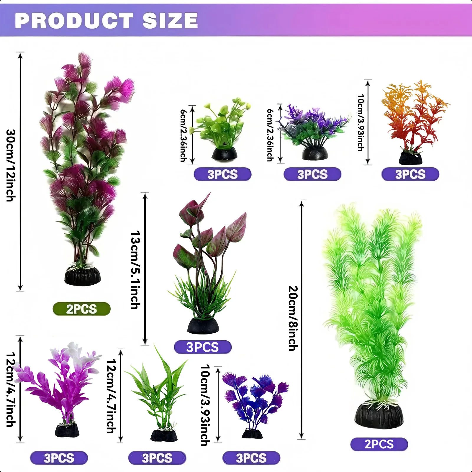 Plantas artificiales decorativas para acuario – Kit 6 piezas - imagen 5