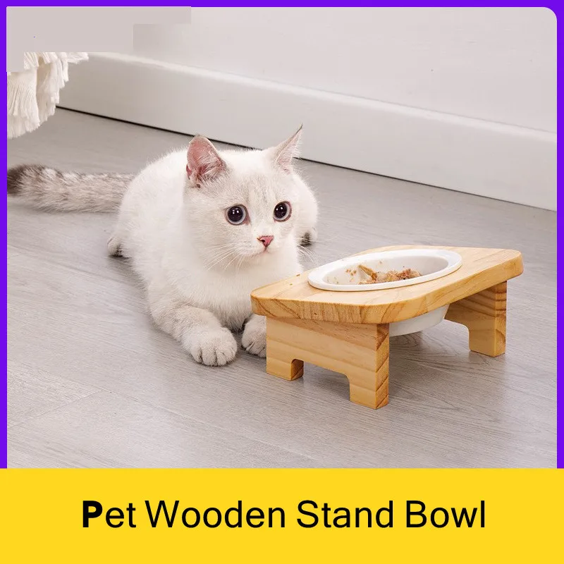 Cuenco para gatos, cuenco de comida para gatos, boca inclinada, cuencos de agua para gatos, alimentador de cerámica para perros, cuencos antigolpes de madera maciza para gatos, suministros para mascotas - imagen 2