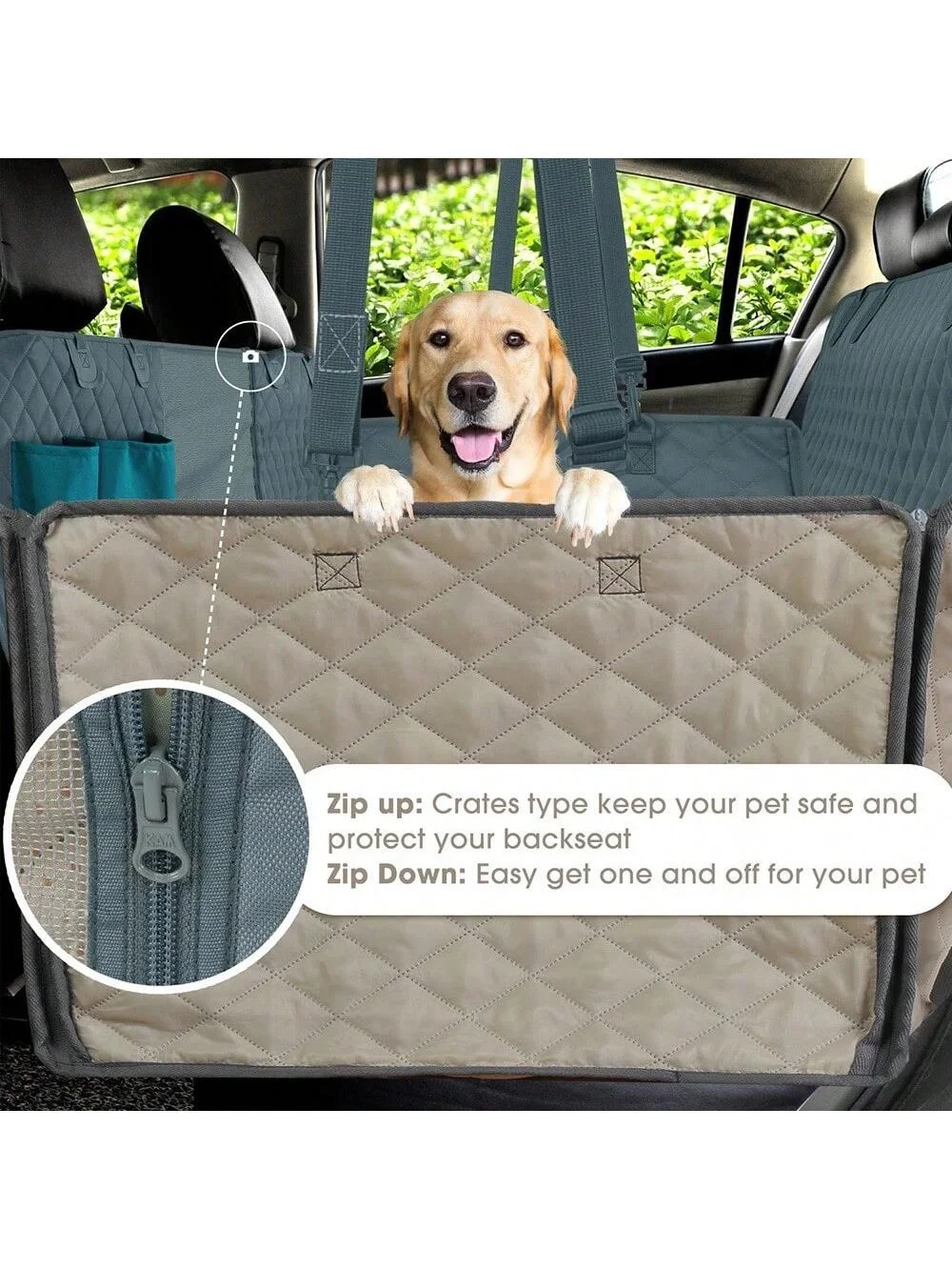 Alfombrilla antisuciedad e impermeable para mascotas, Alfombrilla negra para asiento trasero de coche para perro - imagen 5