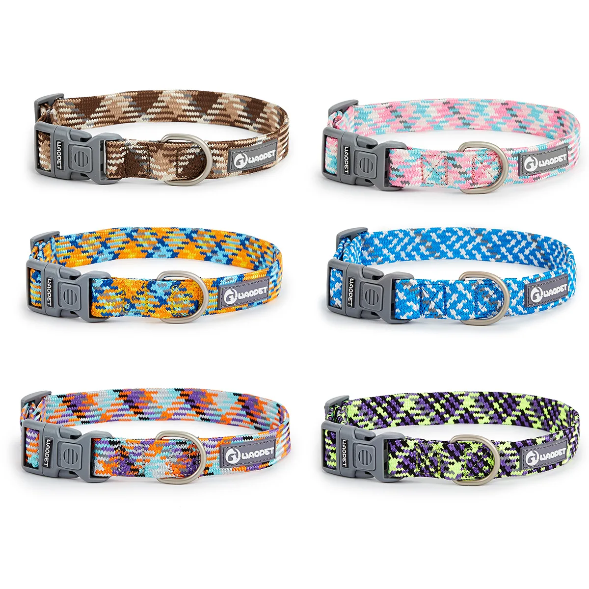 Collar de perro con patrones ajustables, conjunto de correa para perros al aire libre, correa colorida para caminar, Collar de nailon para mascotas para perros pequeños, medianos y grandes - imagen 2