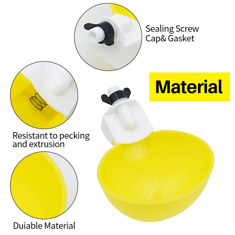 Cuenco bebedero para pollos, vasos de agua colgantes para beber pato, dispensador de fuente, herramientas, suministros para animales de granja, 3/6 piezas - imagen 4