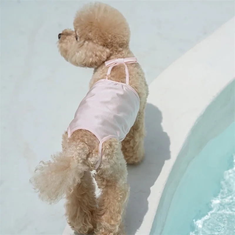 Ropa de natación de primavera para mascotas, camisola de una pieza, chaleco, Bikini, chaleco transpirable para perros, traje de baño, ropa para cachorros de peluche - imagen 5