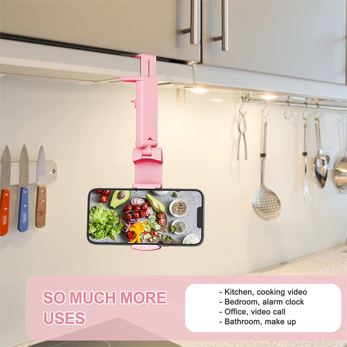 Soporte teléfono móvil para avión – Giratorio 360° color rosa - imagen 5
