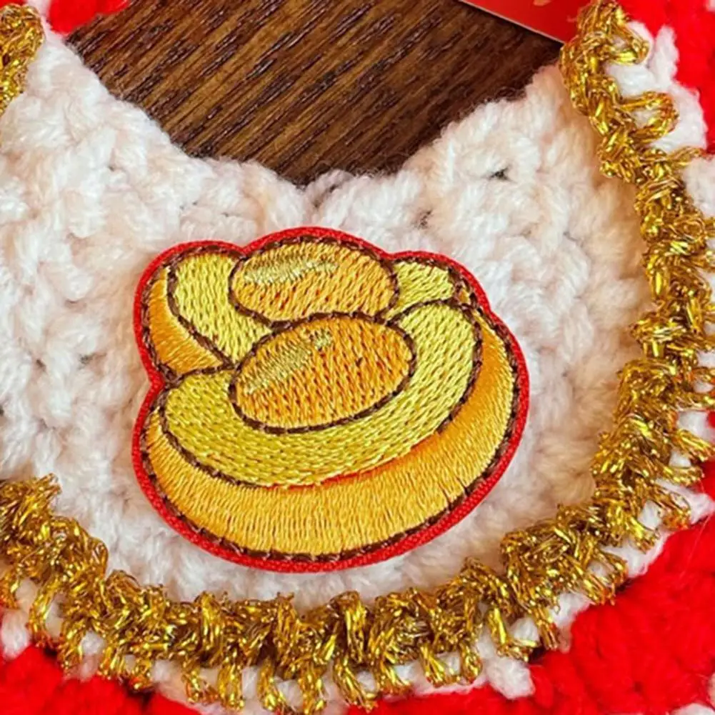 Babero de ganchillo para mascotas, babero para gatos de Año Nuevo Chino, Collar rojo para mascotas de la fortuna para gatos y perros pequeños, accesorio de vestir festivo