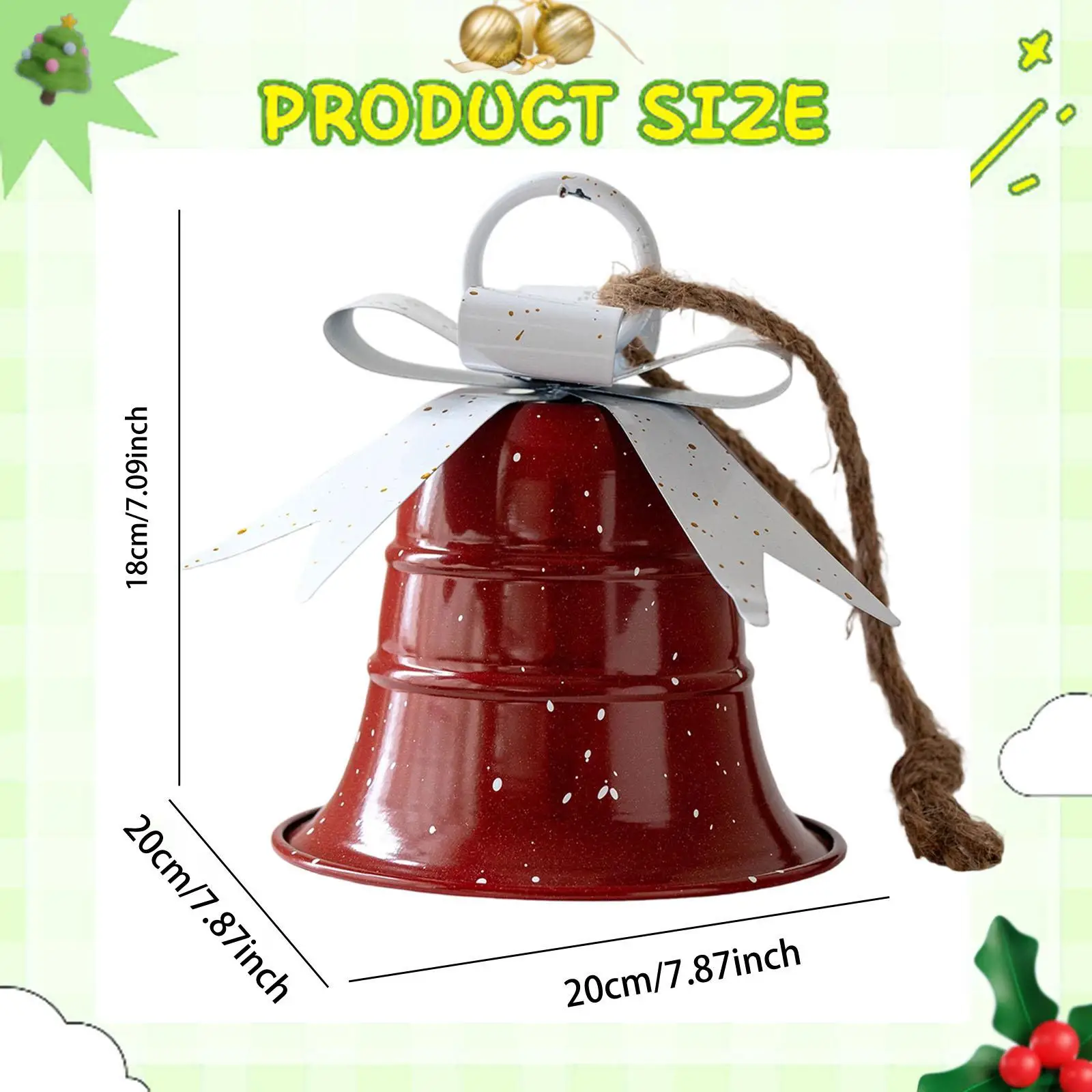 Christmas Bell Ornament Retro Rustic Hanging Pendant Xmas Decor Christmas Tree Decoration for Home Window Door Indoor Holiday